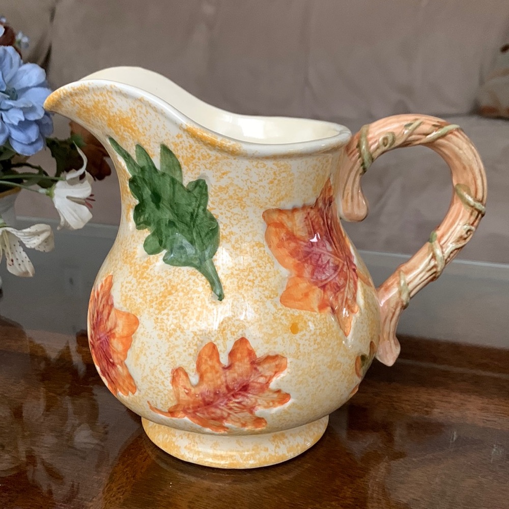 Oxford Elite Autumn Leaf Ceramic Water Drink Pitcher Jug 1999 Thanksgiving
